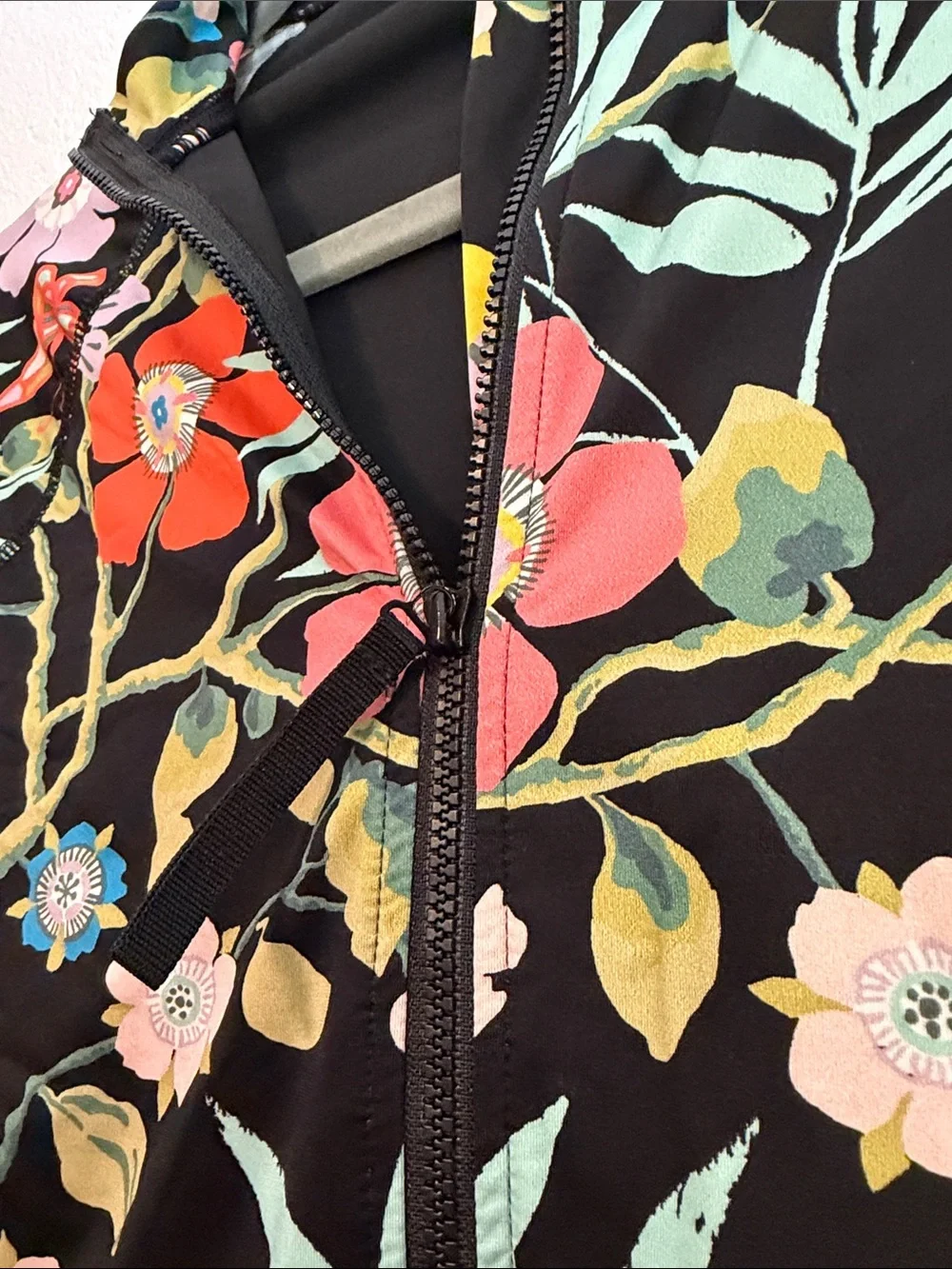 J. Crew Black Floral Long-Sleeve One-Piece Swimsuit